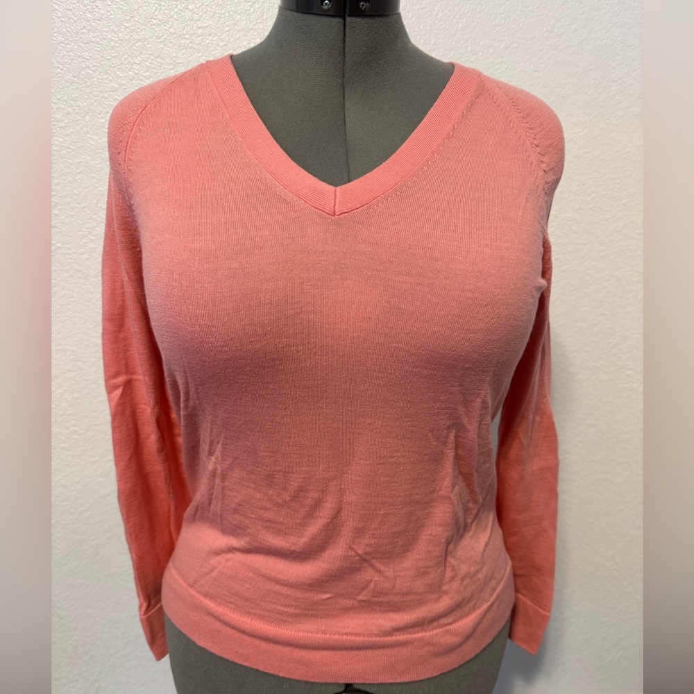 Banana Republic V Neck Merino Sweater Light Coral Size L